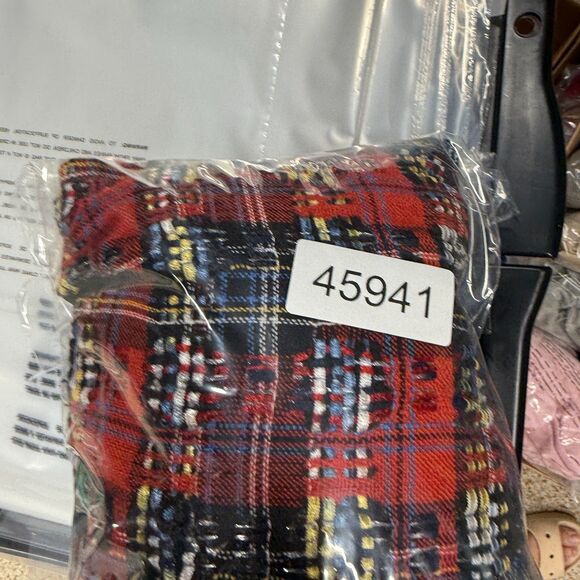 STS Blouse Women L Large Red Plaid Sleeveless Button Round Neck Lined Casual - Picture 7 of 7